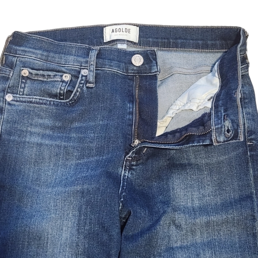 Agolde Women's Sophie Skinny Frayed Hem Denim Blue Jeans, Size 27 - Picture 10 of 16